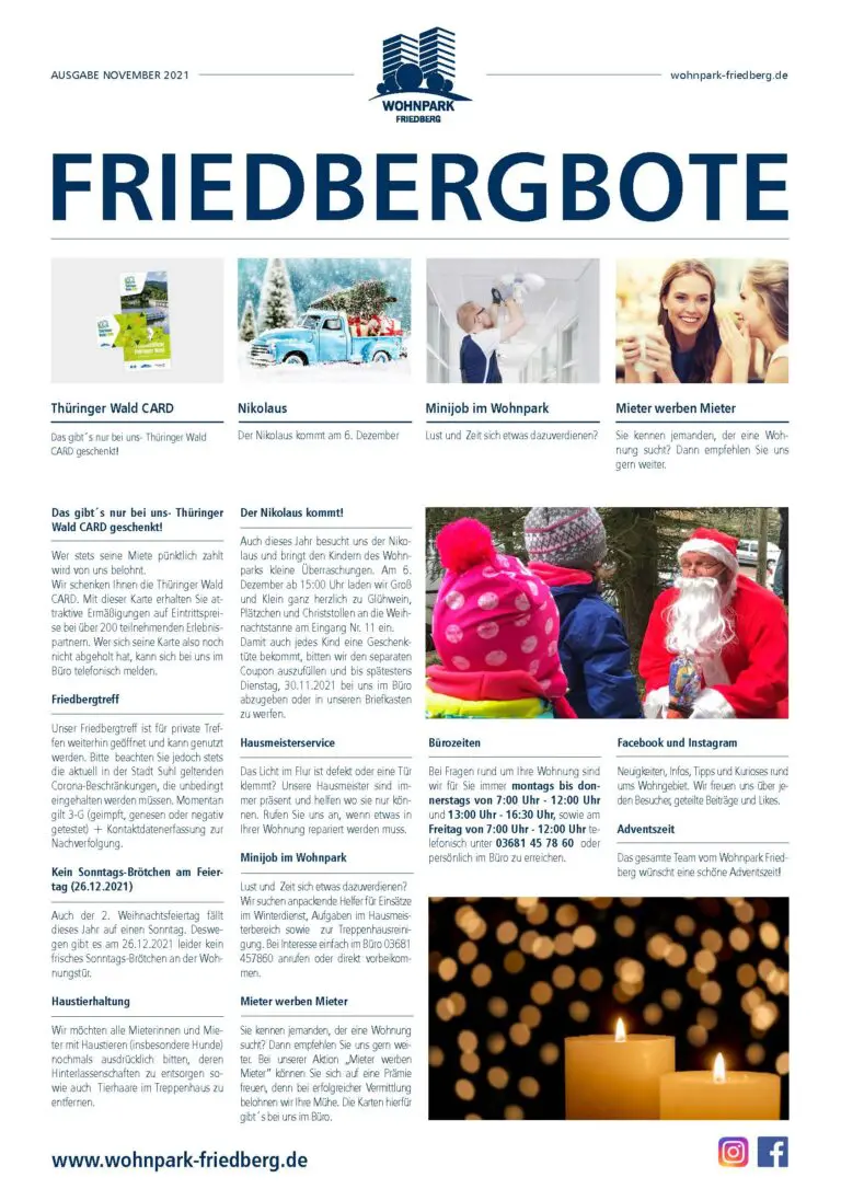 Titelseite des Friedbergboten November 2021