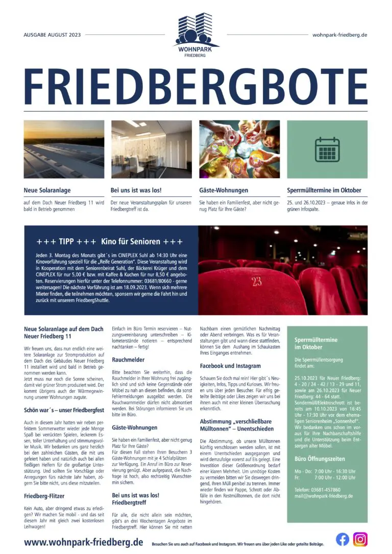 Titelseite des Friedbergboten August 2023