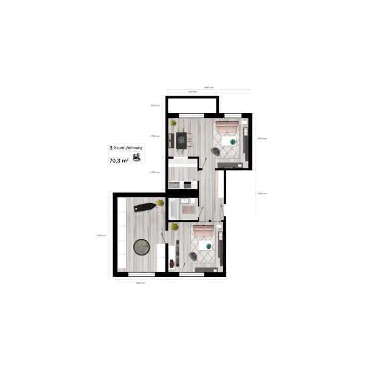 Blick in die 3-Zimmer-Wohnung im Wohnpark Friedberg, Neuer Friedberg 32, 98527 Suhl