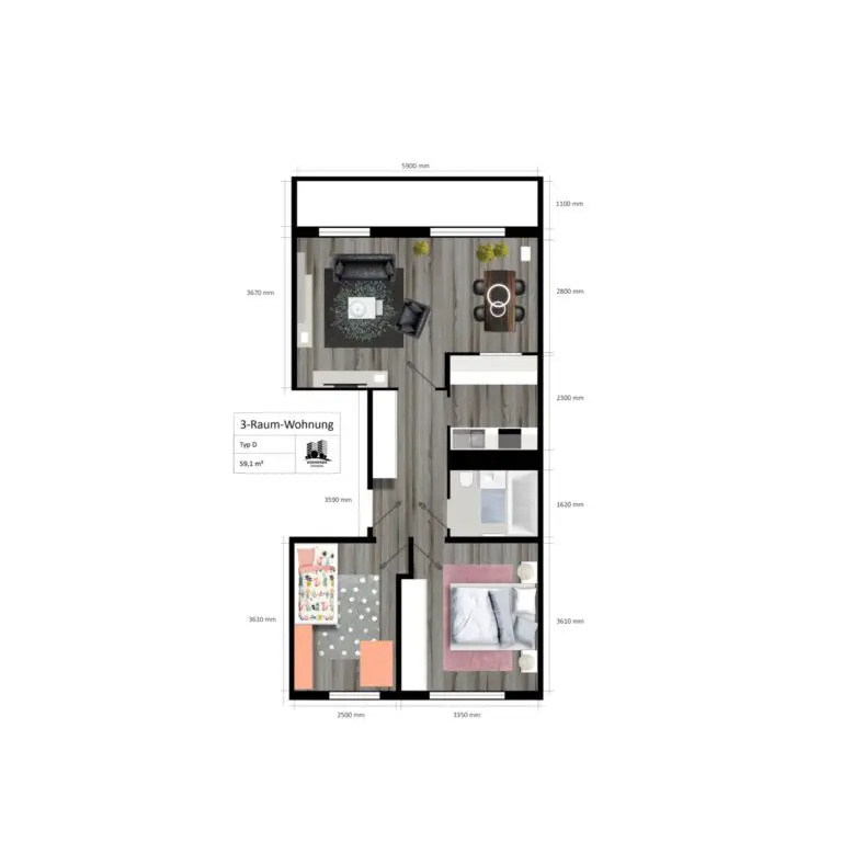 Blick in die 3-Zimmer-Wohnung im Wohnpark Friedberg, Neuer Friedberg 44, 98527 Suhl