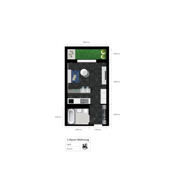 Blick in die 1-Zimmer-Wohnung im Wohnpark Friedberg, Neuer Friedberg 11/318, 98527 Suhl