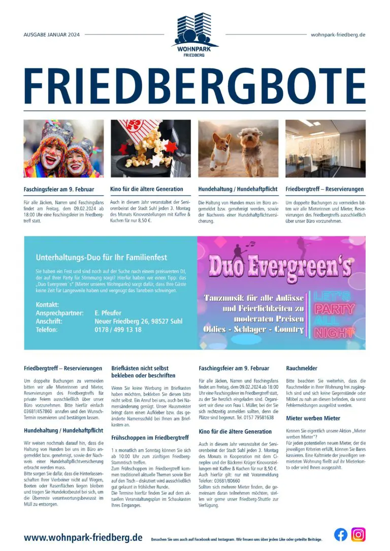 Titelseite des Friedbergboten Januar 2024