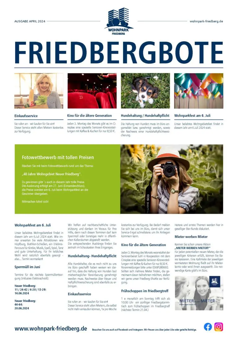 Titelseite des Friedbergboten April 2024