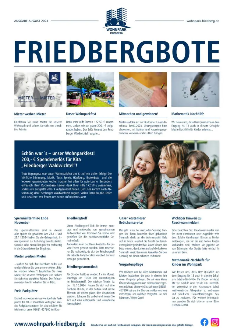 Titelseite des Friedbergboten August 2024