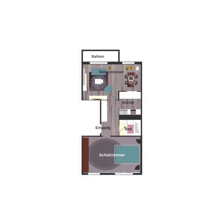 Grundriss der 2-Zimmer-Wohnung im Wohnpark Friedberg, Neuer Friedberg 10, 98527 Suhl
