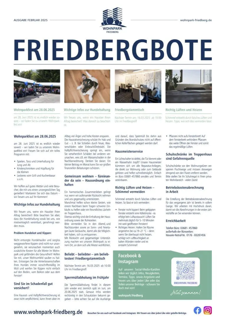 Titelseite des Friedbergboten Februar 2025