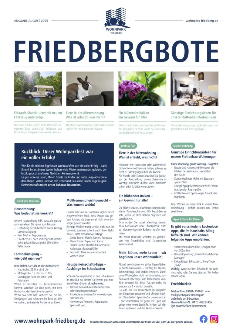Titelseite des Friedbergboten August 2025