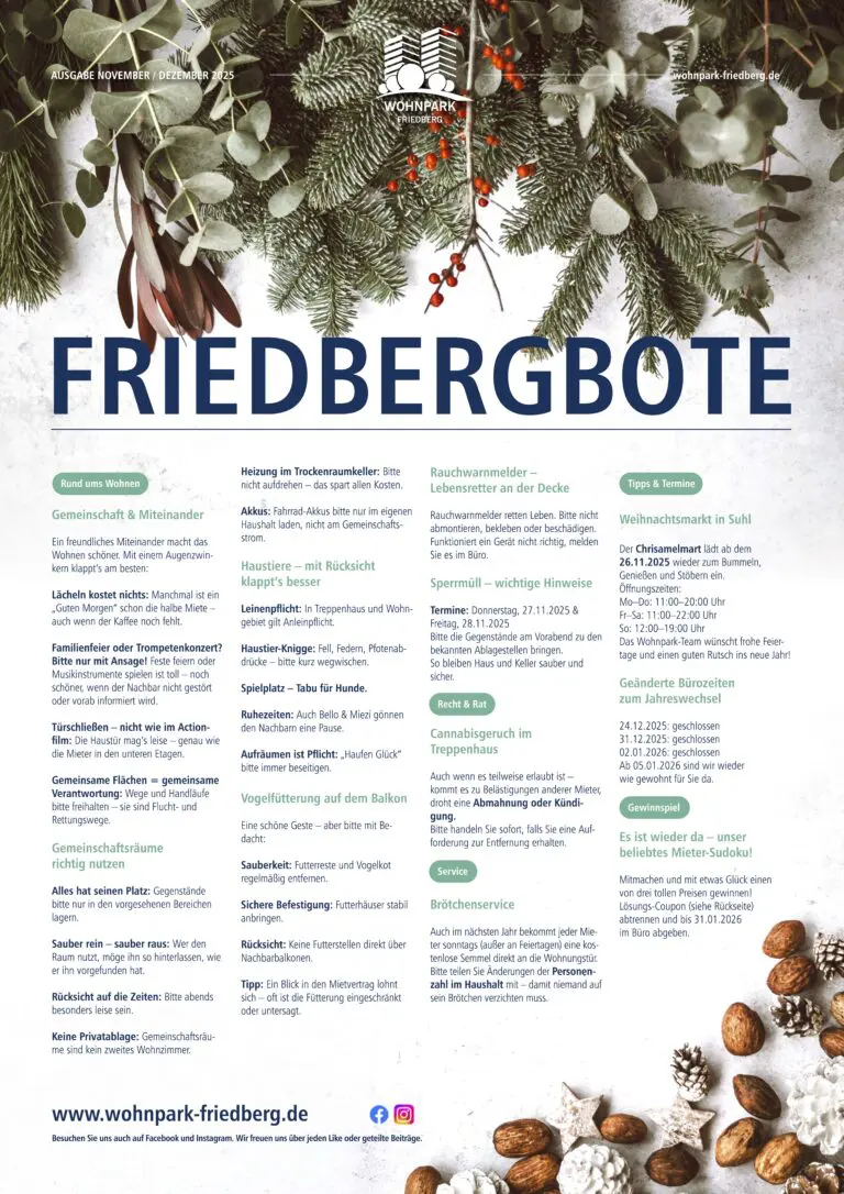 Titelseite des Friedbergboten November 2025