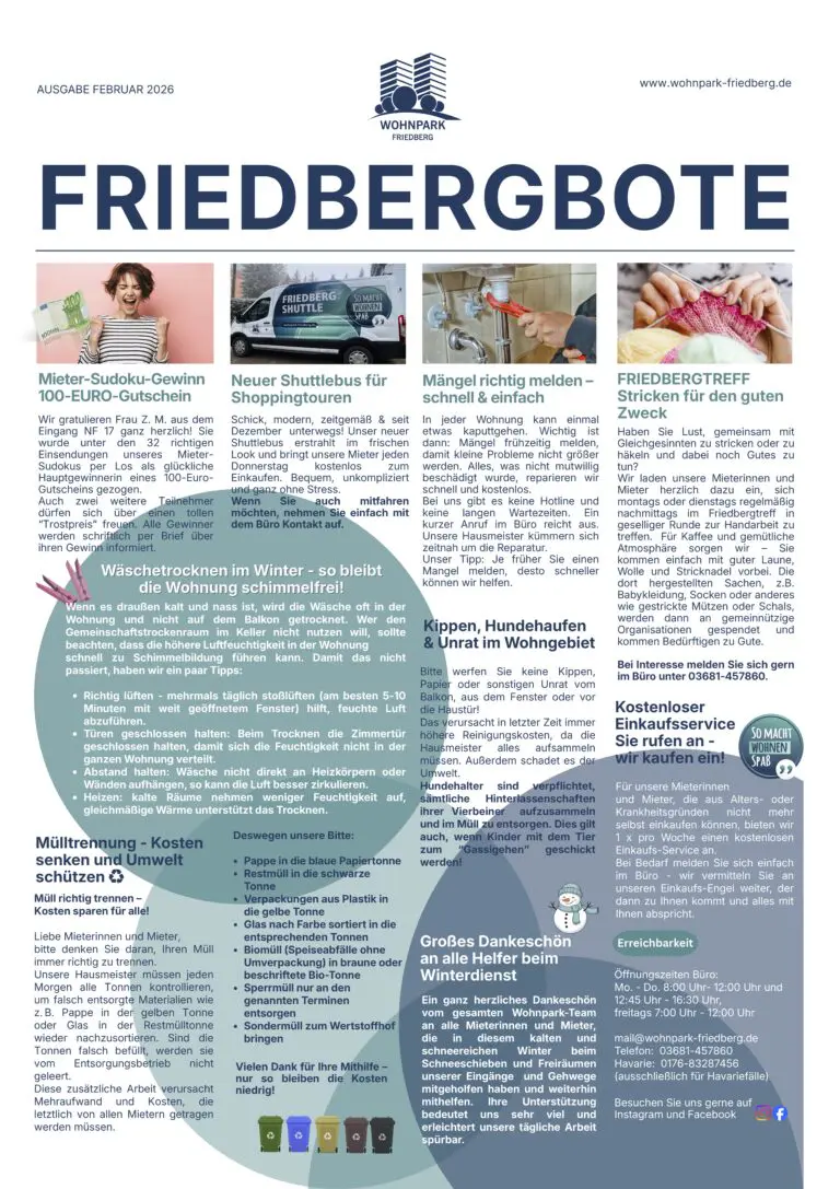 Titelseite des Friedbergboten Februar 2026