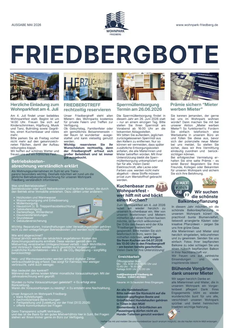 Titelseite des Friedbergboten Mai 2026