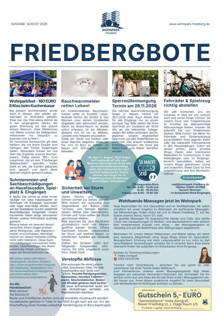 Titelseite des Friedbergboten August 2026