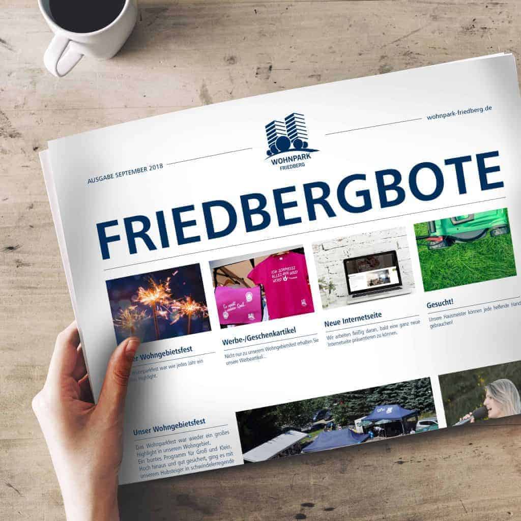 Titelseite des Friedbergboten 2018, Mietermagazin des Wohnpark Friedberg in Suhl