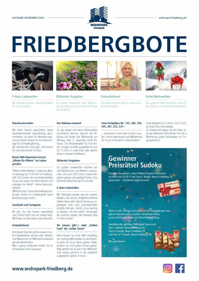 Titelseite des Friedbergboten Dezember 2020