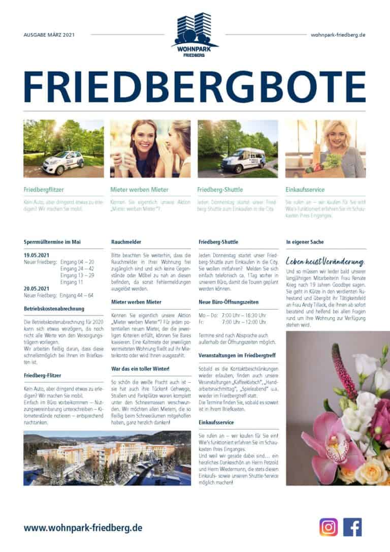 Titelseite des Friedbergboten März 2021