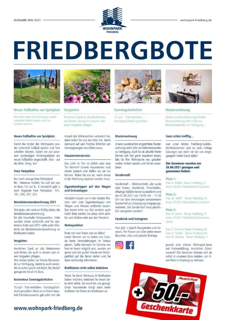 Titelseite des Friedbergboten Mai 2021