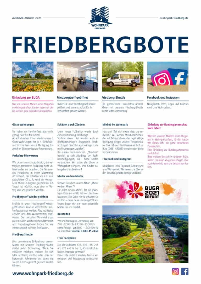 Titelseite des Friedbergboten August 2021